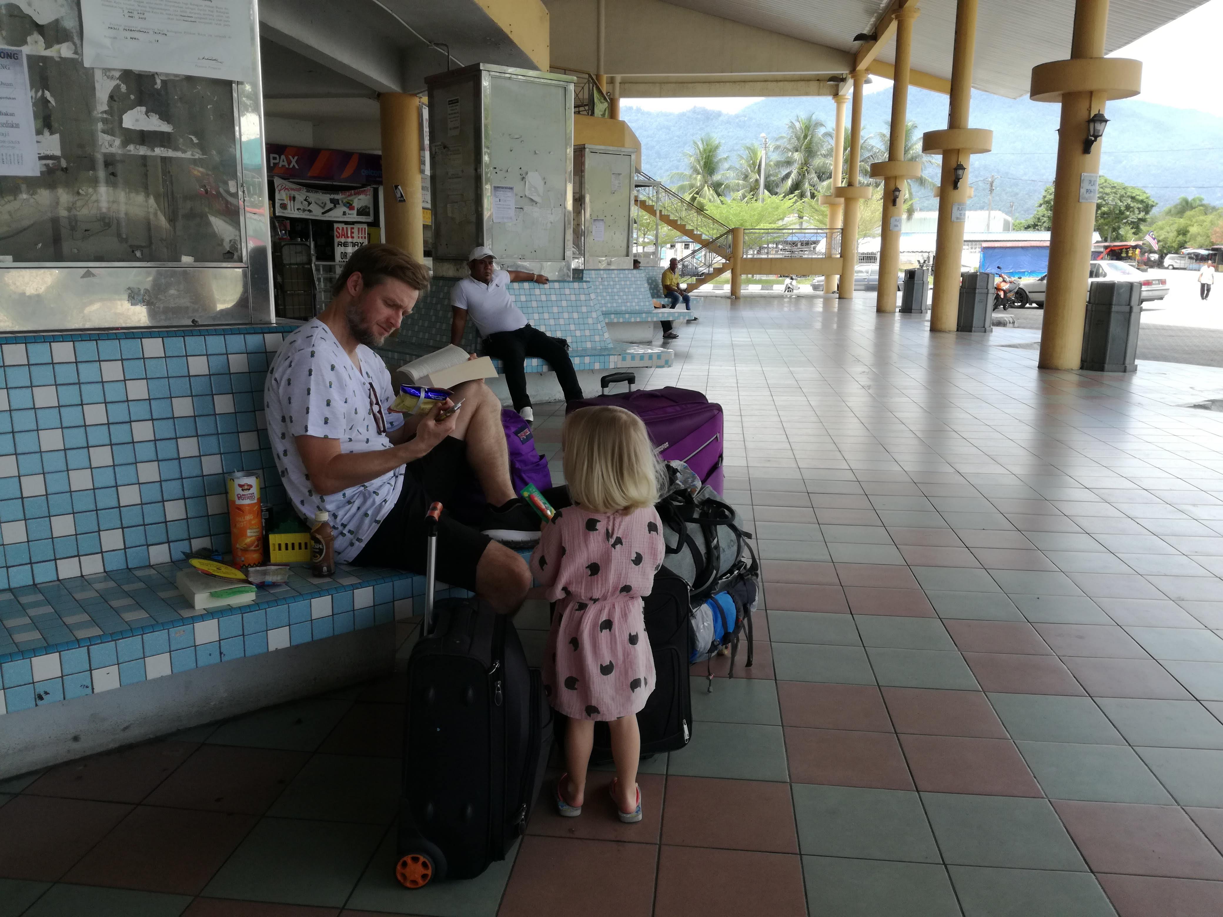 Waiting for the bus at Taiping bus station